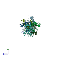 PDB entry 5ocn coloured by chain, side view.