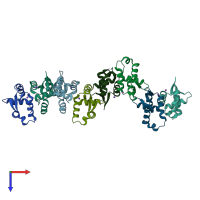 PDB entry 5ocn coloured by chain, top view.