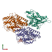 PDB entry 5ocu coloured by chain, front view.