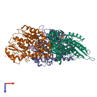 PDB entry 5ocu coloured by chain, top view.