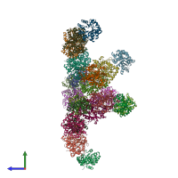 PDB entry 5ocw coloured by chain, side view.