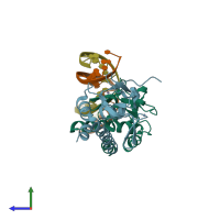 PDB entry 5od6 coloured by chain, side view.