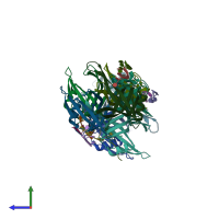 PDB entry 5odn coloured by chain, side view.
