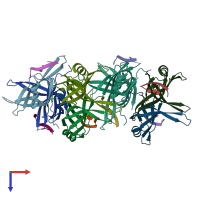 PDB entry 5odn coloured by chain, top view.