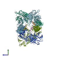 PDB entry 5ods coloured by chain, side view.