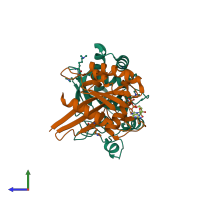 PDB entry 5oed coloured by chain, side view.