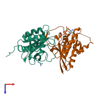 PDB entry 5oed coloured by chain, top view.