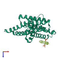 PDB entry 5oeg coloured by chain, top view.