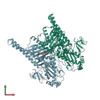 PDB entry 5of9 coloured by chain, front view.