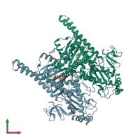 PDB entry 5ofb coloured by chain, front view.