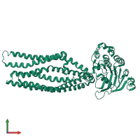 PDB entry 5ofp coloured by chain, front view.