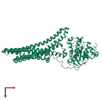 PDB entry 5ofp coloured by chain, top view.