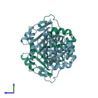 PDB entry 5oft coloured by chain, side view.