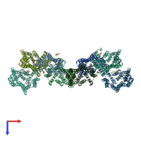 PDB entry 5oge coloured by chain, top view.