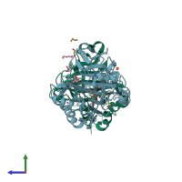 PDB entry 5ogj coloured by chain, side view.
