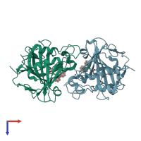 PDB entry 5ogn coloured by chain, top view.