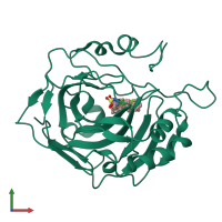 PDB entry 5ogp coloured by chain, front view.