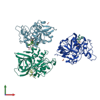 PDB entry 5ogr coloured by chain, front view.