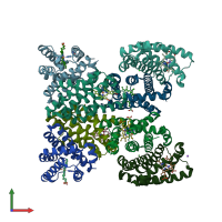 PDB entry 5ohe coloured by chain, front view.
