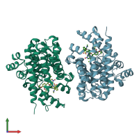 PDB entry 5ohj coloured by chain, front view.