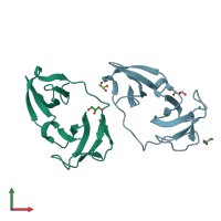 PDB entry 5oho coloured by chain, front view.