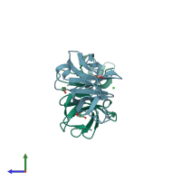 PDB entry 5oho coloured by chain, side view.
