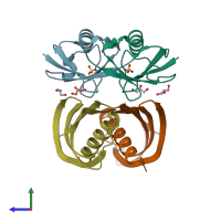 PDB entry 5ohv coloured by chain, side view.