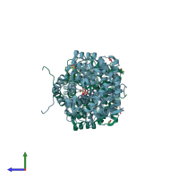 PDB entry 5oi0 coloured by chain, side view.