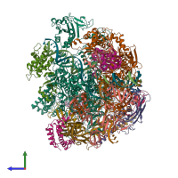 PDB entry 5oik coloured by chain, side view.