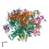 PDB entry 5oik coloured by chain, top view.