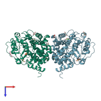 PDB entry 5oiw coloured by chain, top view.