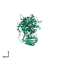 PDB entry 5oj1 coloured by chain, side view.