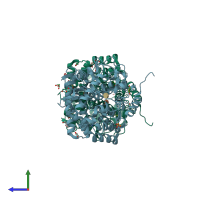 PDB entry 5oj4 coloured by chain, side view.