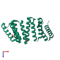 PDB entry 5oj8 coloured by chain, top view.