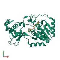 PDB entry 5ojn coloured by chain, front view.