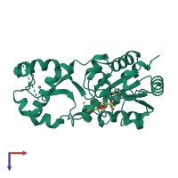 PDB entry 5ojn coloured by chain, top view.