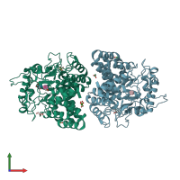 PDB entry 5ojv coloured by chain, front view.