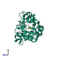 PDB entry 5ok0 coloured by chain, side view.