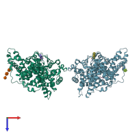 PDB entry 5okl coloured by chain, top view.