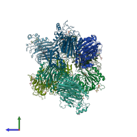 PDB entry 5okn coloured by chain, side view.