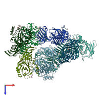 PDB entry 5okn coloured by chain, top view.