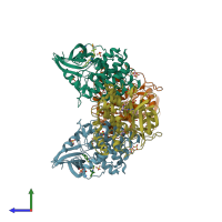 PDB entry 5okt coloured by chain, side view.