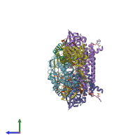 PDB entry 5ol2 coloured by chain, side view.