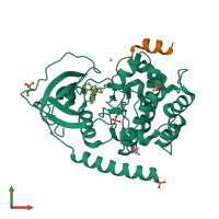 PDB entry 5ol3 coloured by chain, front view.
