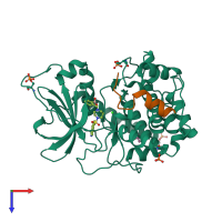 PDB entry 5ol3 coloured by chain, top view.