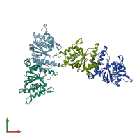 PDB entry 5ol8 coloured by chain, front view.