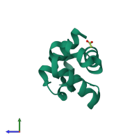 PDB entry 5ol9 coloured by chain, side view.