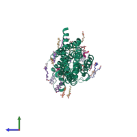 PDB entry 5olh coloured by chain, side view.