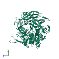 PDB entry 5olj coloured by chain, side view.