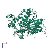 PDB entry 5olu coloured by chain, top view.